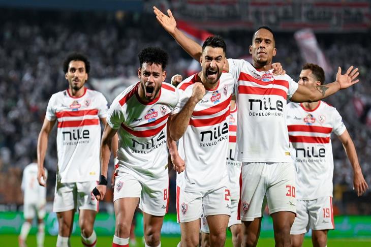 احتفال لاعبو الزمالك بهدف الجزيري